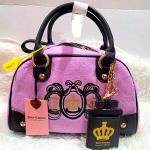 Juicy Couture Juicy Lovers Club Bowler Shoulder Bag Violet Tulle/Choco Brand New